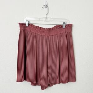 [Express] Dusty Rose Blush Pink Pleated Elastic Waist Flowy Shorts NWT Sz Large
